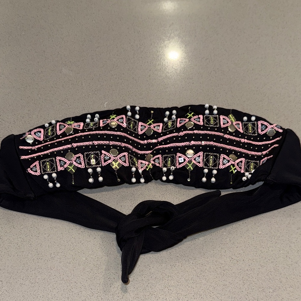 Like New Victoria’s Secret Beaded Bandeau Bikini Top Size Small